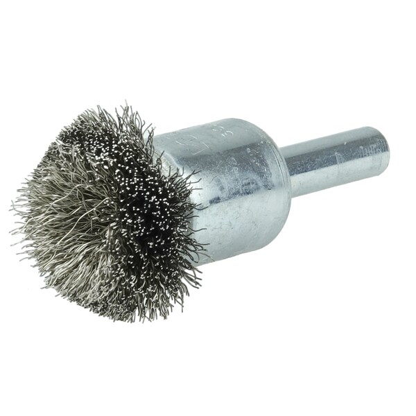 Weiler 1" Circular Flared Crimped Wire End Brush .008" Stainless Steel Fill - 10043