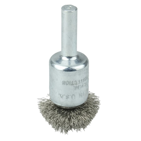 Weiler 1" Circular Flared Crimped Wire End Brush .008" Stainless Steel Fill - 10043
