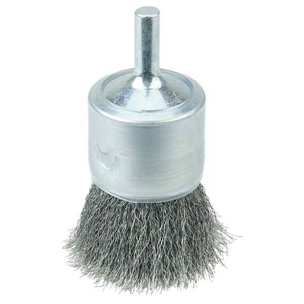 Weiler 1" Coated Cup Crimped Wire End Brush, .006" Steel Fill - 11006