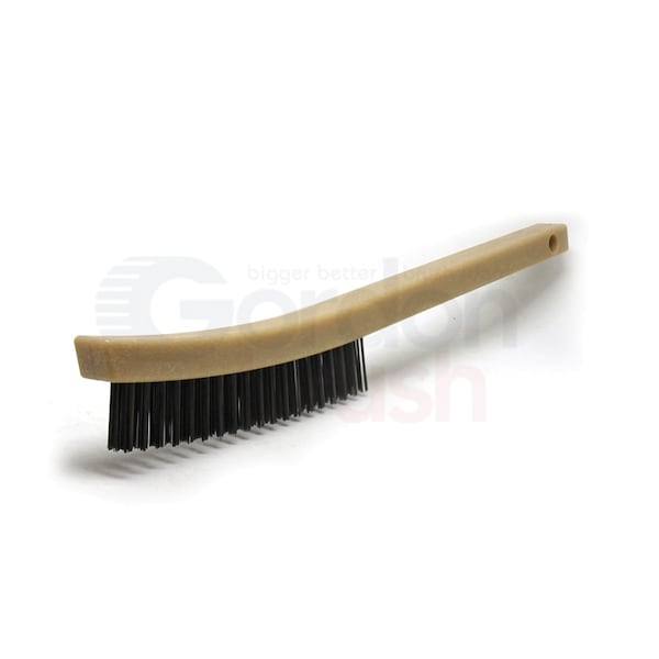 Gordon Brush 3x19 Row 0.013" CS Wire, 13-3/4" Curved Plastic Handle Scratch Brush - 403CSP