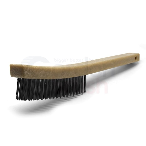 Gordon Brush 4x19 Row 0.012" SS Wire, 13-3/4" Curved Plastic Handle Scratch Brush - 414SSP