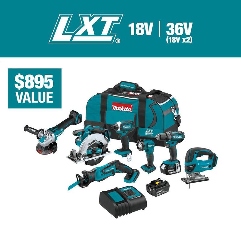 Kit combinado inalámbrico de 5 piezas Makita 18V LXT 4.0Ah con bono de Amoladora Angular X-LOCK de 4-1/2 / 5 pulgadas y Sierra de Calar 18V LXT - XT510SM-XAG25Z-XVJ03Z