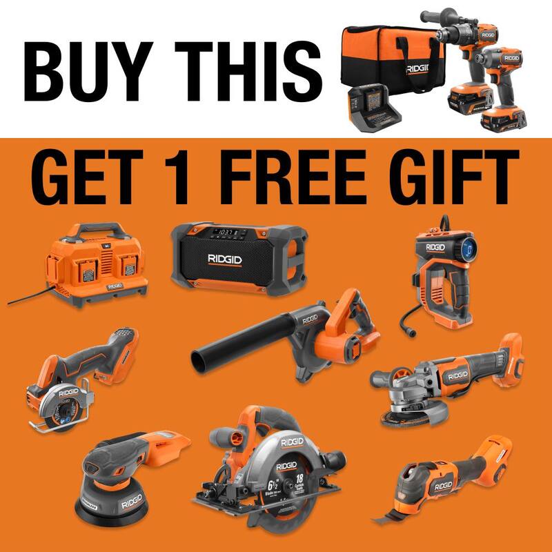 Kit combinado de 2 herramientas inalámbricas RIDGID 18V Brushless con taladro martillo, atornillador de impacto, baterías, cargador, bolsa y sierra circular - R9208-R8657B