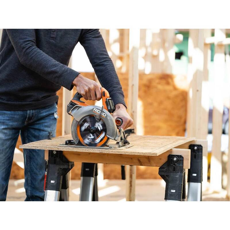 Kit combinado de 2 herramientas inalámbricas RIDGID 18V Brushless con taladro martillo, atornillador de impacto, baterías, cargador, bolsa y sierra circular - R9208-R8657B