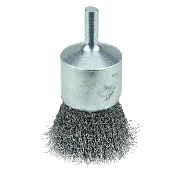Weiler Wolverine 1" Crimped Wire End Brush, .0104" Steel Fill, 1/4" Stem - 36249
