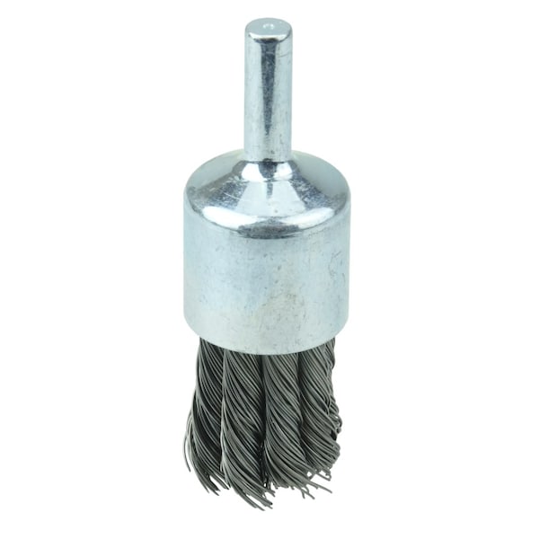 Weiler Wolverine 3/4" Knot Wire End Brush, .020" Steel Fill, 1/4" Stem - 36250
