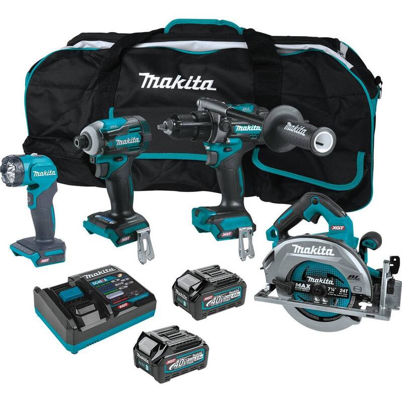 Kit combo inalámbrico Makita 40V Max XGT sin escobillas de 4 piezas 2.5Ah/4.0Ah con batería adicional de 40V Max XGT 4.0Ah - GT400M1D1BL4040