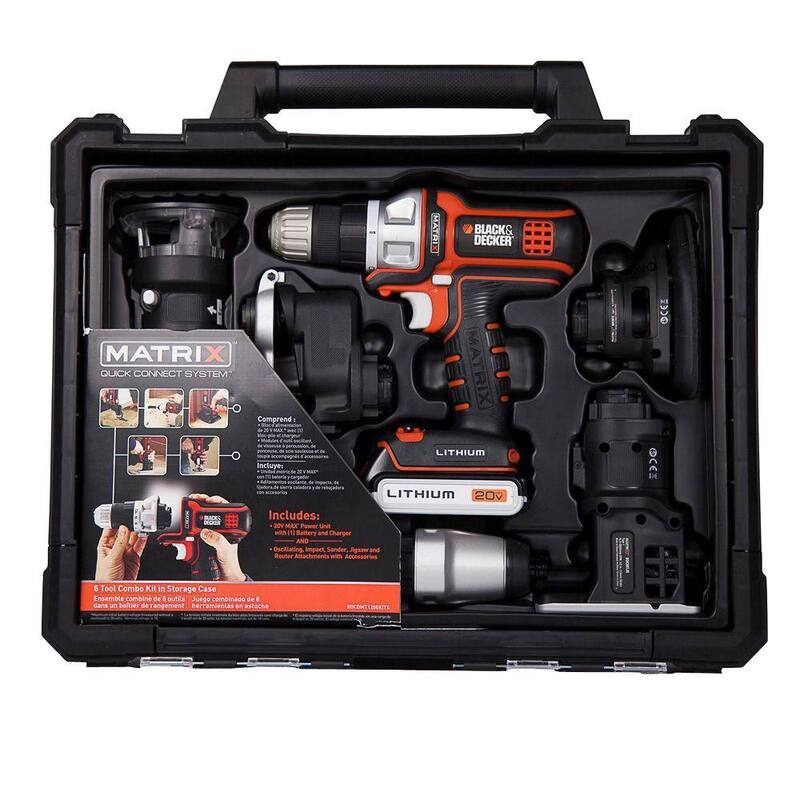 BLACK+DECKER 20V Max Lithium-Ion Cordless Matrix 6 Tool Combo Kit with Storage Case - BDCDMT1206KITC

Kit combinado inalámbrico BLACK+DECKER de 20V Max con batería de litio y 6 herramientas Matrix, con estuche de almacenamiento - BDCDMT1206KITC
