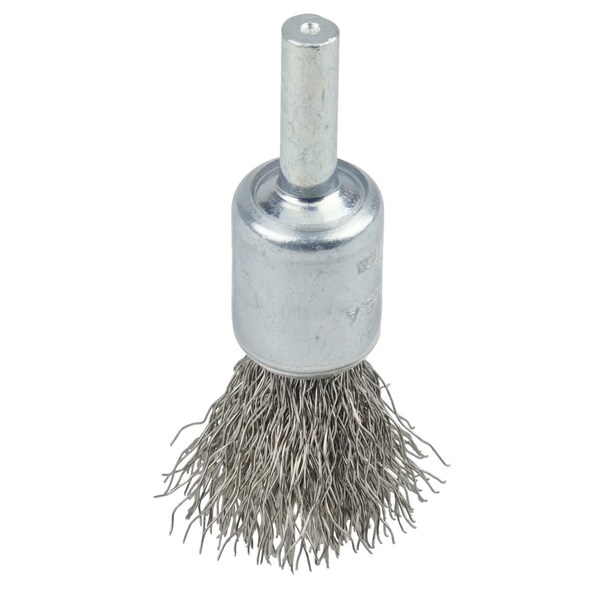 Weiler 1/2" Coated Cup Crimped Wire End Brush, .0104" Stainless Steel Fill - 11011