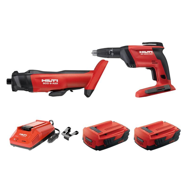 Kit combo de 2 herramientas sin cable Hilti 22V Li-Ion Brushless SCO 6 Cut-Out con Destornillador para Tablaroca, (2) Baterías 22/2.6 y Cargador - 3585926