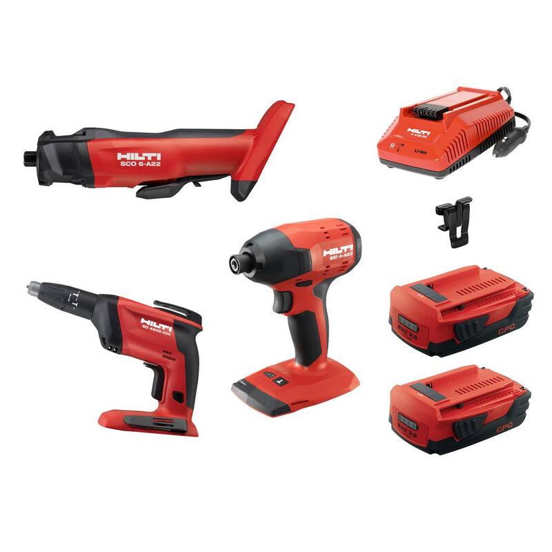 Juego combo de 3 herramientas sin cable de 22V de ion de litio Brushless SCO 6 Cut-Out de Hilti con destornillador, impact driver, baterías y cargador - 3585925