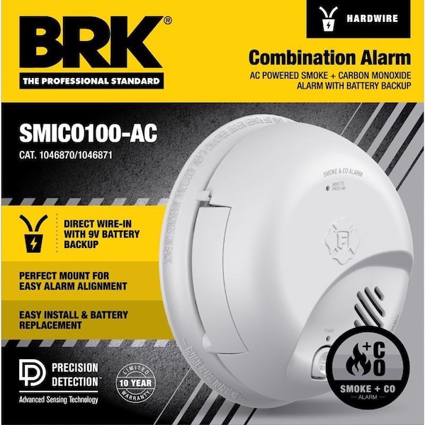 Brk BRK Hard-Wired Ionization Smoke and Carbon Monoxide Detector 1 each - 1046870