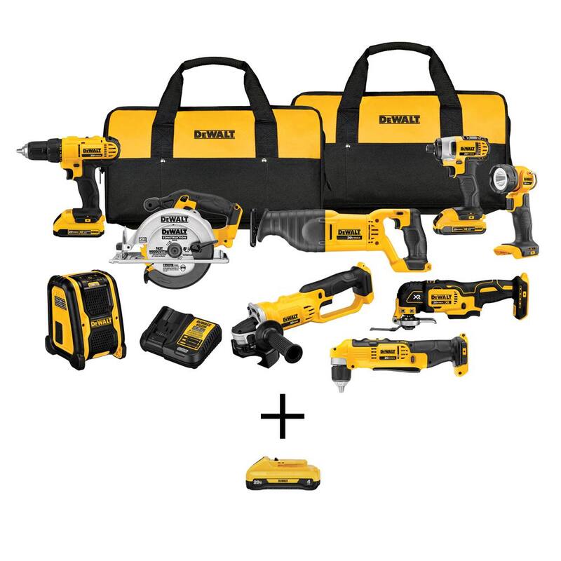 Kit Combo inalámbrico DEWALT 20V MAX de 9 herramientas, (2) Baterías de 20V 2.0Ah y (1) Batería de 20V 4.0Ah - DCK940D2W240