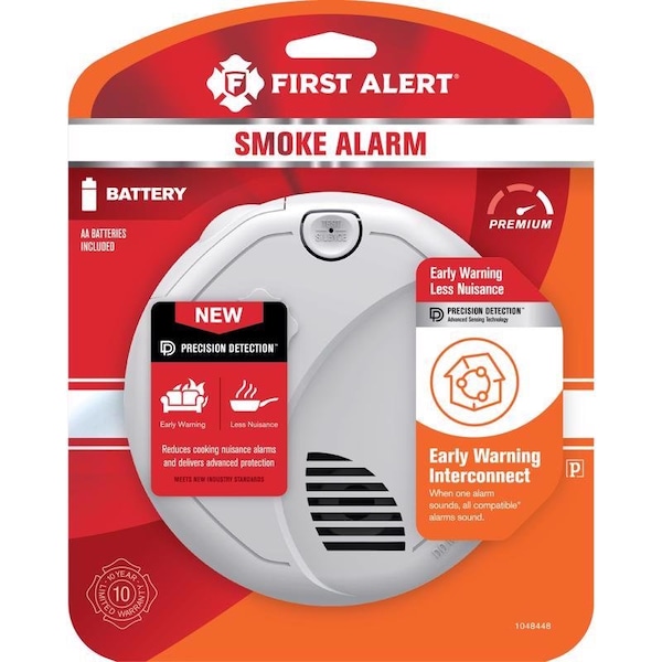 First Alert First Alert Wireless Interconnect Battery-Powered Photoelectric Smoke Detector 1 pk - 1048448