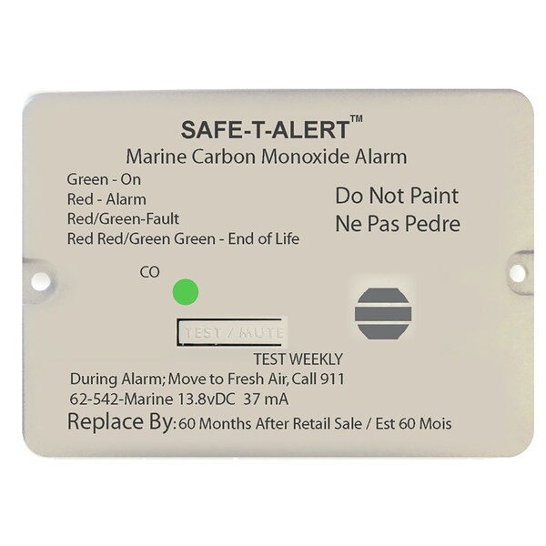 Safe-T-Alert Carbon Monoxide Alarm w/Relay-12V-62-542-Marine-RLY-NC-Flush Mnt-White - 62-542-MARINE-RLY-NC