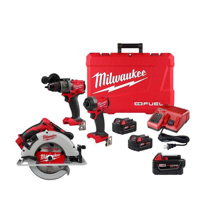 Milwaukee M18 FUEL 18V Juego de Combinación Inalámbrico sin Escobillas de Iones de Litio con Sierra Circular de 7-1/4 pulgadas y Batería de 5.0ah - 3697-22-2631-20-48-11-1850