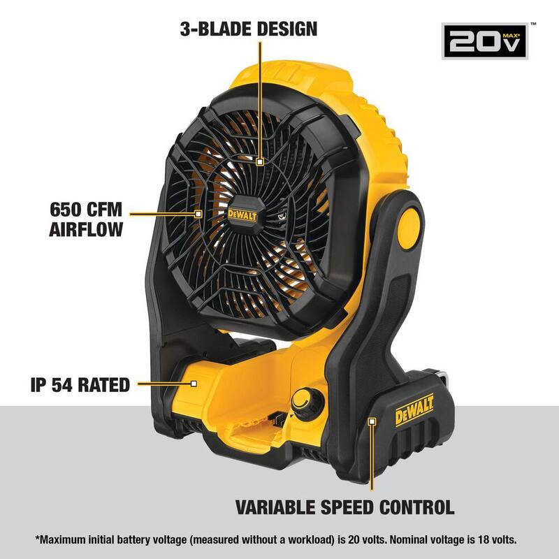 Herramientas combinadas inalámbricas DEWALT 20V MAX de 9 piezas y ventilador para sitio de trabajo 20V MAX con (2) baterías de 20V 2.0Ah y cargador - DCK940D2WCE512B