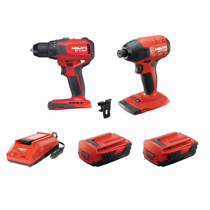 Juego de combo compacto de taladro percutor y destornillador de impacto inalámbrico de 22 voltios con batería y cargador (2 herramientas) - 3487032