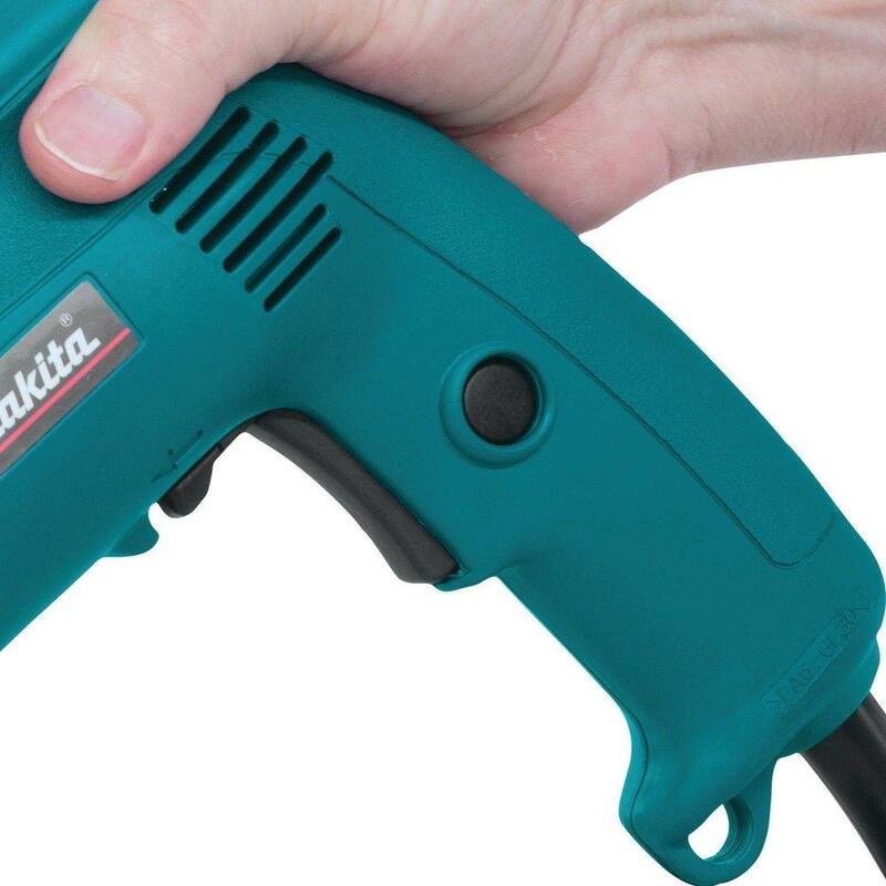 Broca eléctrica de velocidad variable de 3/8 pulg. con llave y estuche rígido - 6408K de Makita de 4.9 amperios y bajo nivel de ruido (79dB)