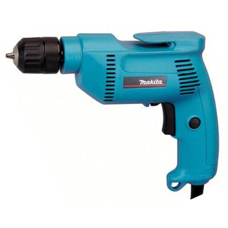 Broca eléctrica de velocidad variable de 3/8 pulg. con llave y estuche rígido - 6408K de Makita de 4.9 amperios y bajo nivel de ruido (79dB)
