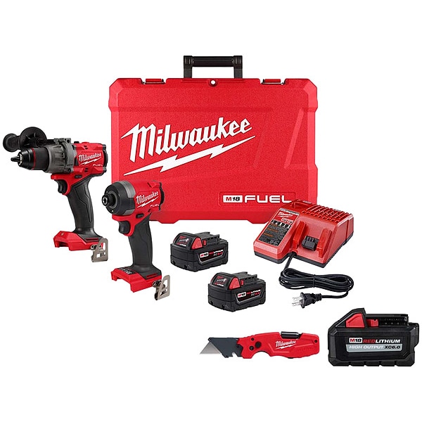 Milwaukee Tool M18 FUEL 2PC Kit + XC6.0 Battery + Knife - 3697-22, 48-11-1865, 48-22-1505