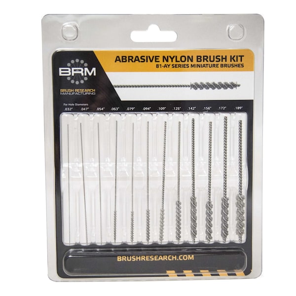 Brush Research Manufacturing 81AYKIT Miniature Abrasive Nylon Deburring Brush Kit-Inch Sizes (12 Per Pack) - 81AYKIT