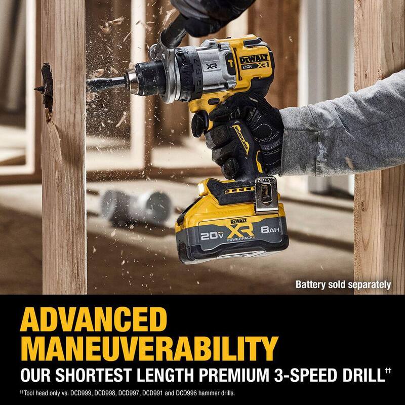Broca de martillo inalámbrica sin escobillas DEWALT 20V MAX XR de 1/2 pulgadas (solo herramienta) - DCD1007B