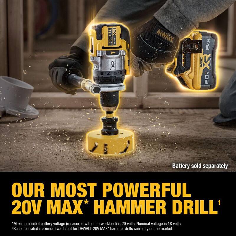 Broca de martillo inalámbrica sin escobillas DEWALT 20V MAX XR de 1/2 pulgadas (solo herramienta) - DCD1007B