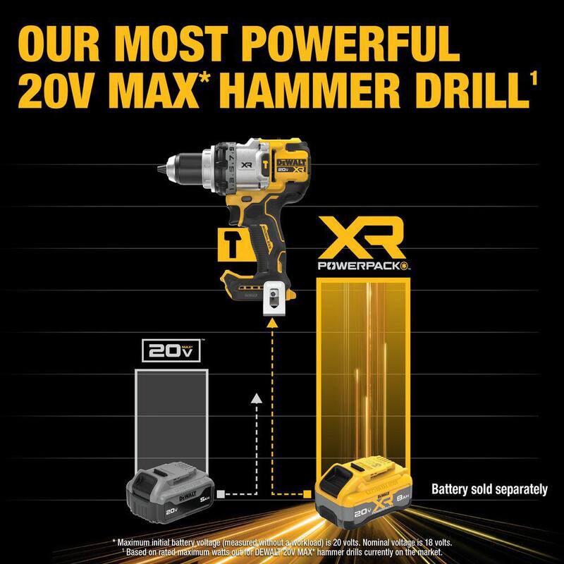 Broca de martillo inalámbrica sin escobillas DEWALT 20V MAX XR de 1/2 pulgadas (solo herramienta) - DCD1007B
