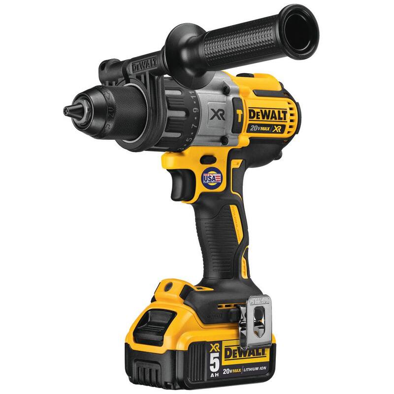 DEWALT 20V MAX XR Taladro inalámbrico con martillo sin escobillas de 3 velocidades de 1/2 pulgadas, sierra reciproca y (2) baterías de 20V 5.0Ah - DCD996P2W380B