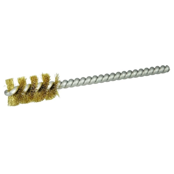 Weiler 1/2" Power Tube Brush, .005" Brass Wire Fill, 1" Brush Length - 21182