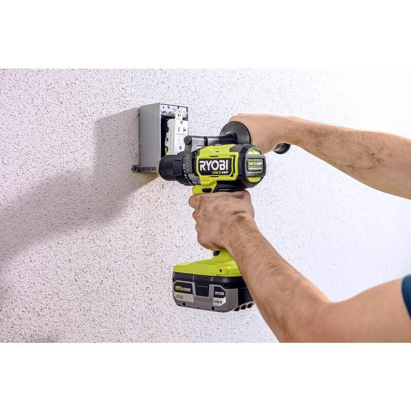 RYOBI ONE+ HP 18V Taladro Martillo sin escobillas inalámbrico de 1/2 pulgada con una batería de alto rendimiento de iones de litio ONE+ 18V 2.0 Ah - PBLHM101B-PBP003