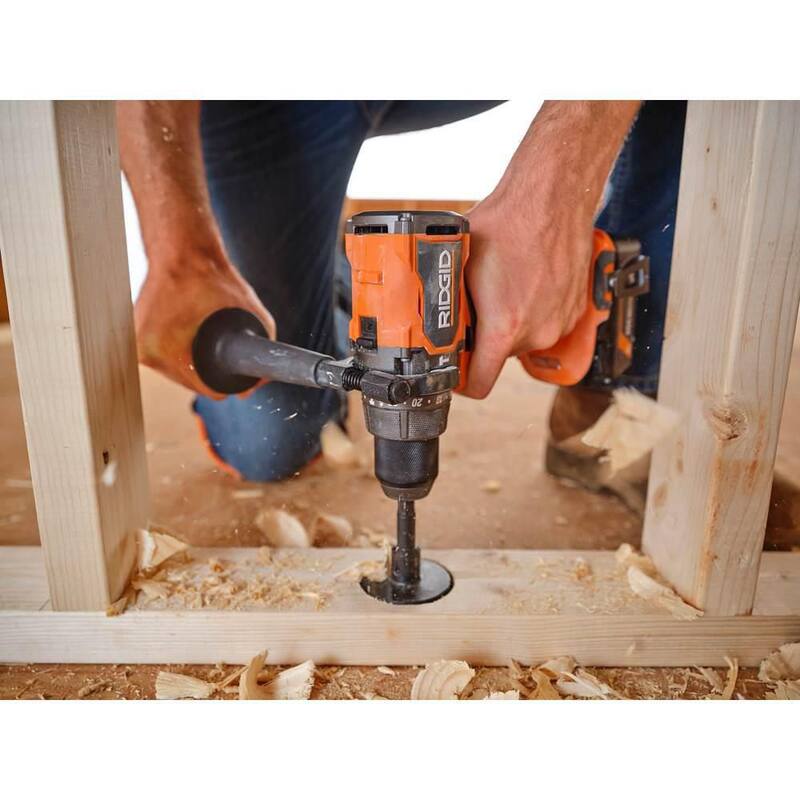 Taladro/taladradora Martillo/atornillador sin carbones de 18V RIDGID 1/2 in con alto torque con Batería de iones de litio de 4.0 Ah GRATIS - R861152B-AC87004