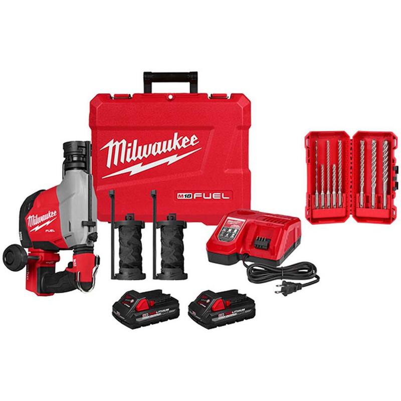 Milwaukee M18 FUEL 18-Volt Lith-Ion Brushless Cordless 5/8 pulgadas SDS-Plus Martillo Giratorio de Cabeza Superior con Kit de Brocas - 3311-22-48-20-7663