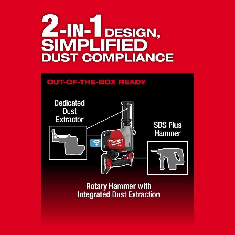 Martillo rotativo Milwaukee M18 FUEL de 18 voltios con tecnología sin escobillas y batería de ion litio de 5/8 pulgadas SDS-Plus con kit de brocas - 3311-22-48-20-7498