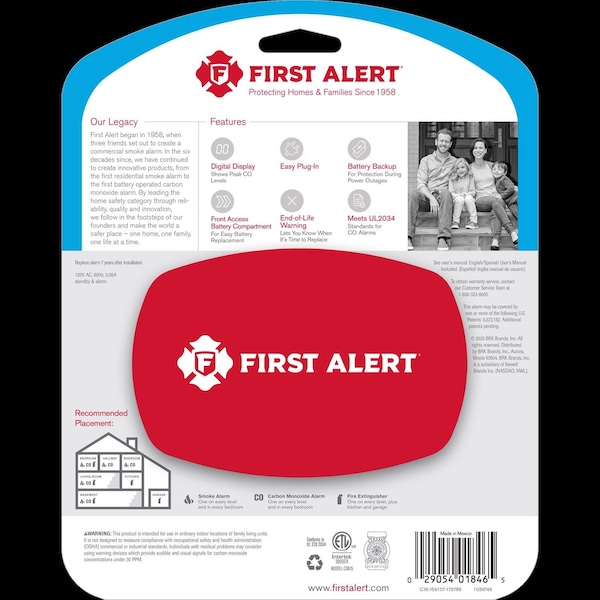 First Alert First Alert Plug-In w/Battery Back-up Electrochemical Carbon Monoxide Detector - 1039746