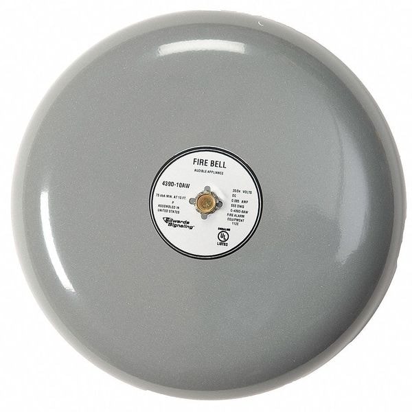 Edwards Signaling Fire Bell, Gray, 10 In., 20 to 24V - 439D-10AW