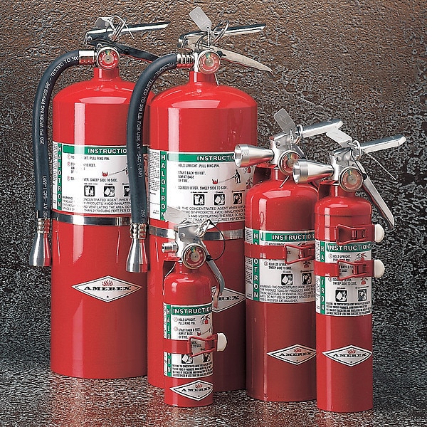 Amerex Fire Extinguisher, 1.4 lb Capacity, Class BC , UL Rating1B:C , Halotron 9 sec, Discharge Time: - A384T