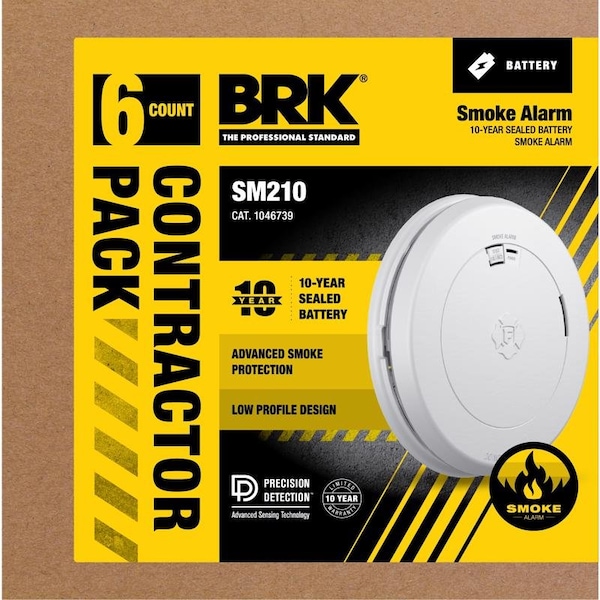 Brk BRK Battery-Powered Photoelectric Smoke Detector 6 pk - 1046739