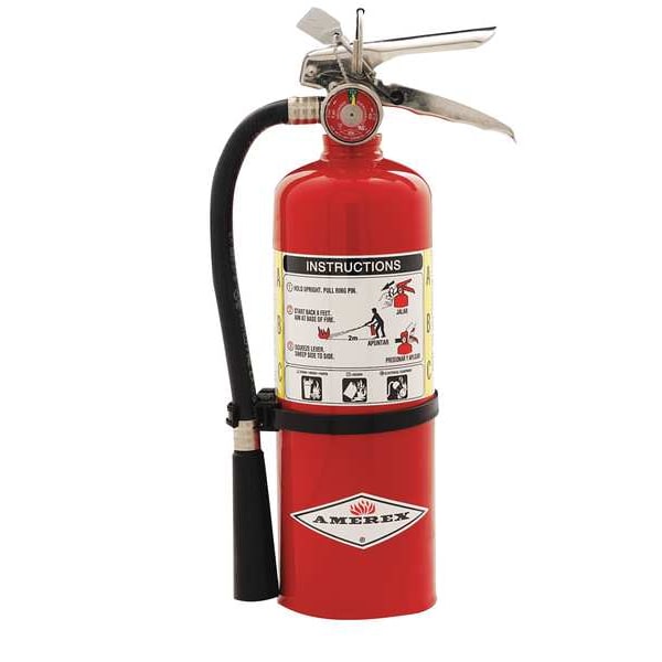 Amerex Fire Extinguisher, Class ABC, UL Rating 2A:10B:C, Discharge Time 14 sec, 5 lb capacity, 18 ft Range - B424