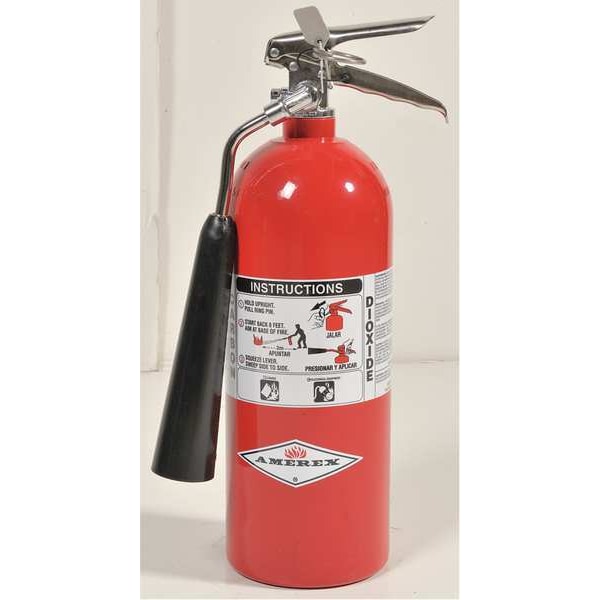 Amerex Fire Extinguisher, 5 lb Capacity, Class BC , UL Rating5B:C , Carbon Dioxide 10 sec, Discharge Time: - 27774