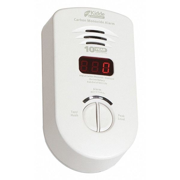 Kidde Carbon Monoxide Alarm, 85 dB @ 10 ft, 110V AC/DC, Electrochemical Battery Backup: Yes - KN-COP-DP-10YL