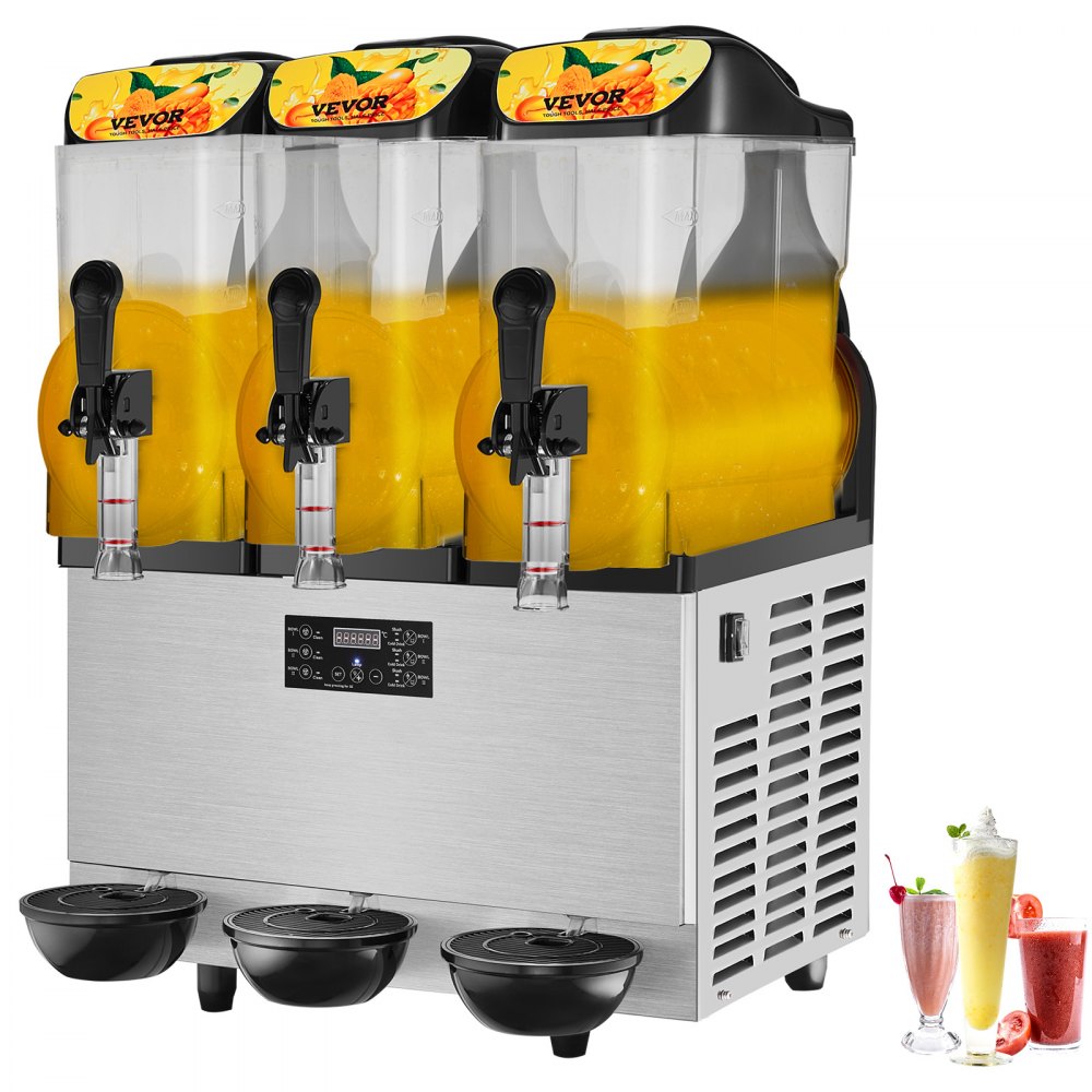 VEVOR Commercial Slushy Machine, 36L/9.6Gal Stainless Steel Margarita Smoothie Frozen Drink Maker, 150 Cup Triple Bowl Slushie Maker, 860W Slushie Machine for Home Party Restaurants Cafe Bars Use - JJKXRJHSGMC12BYBKV1