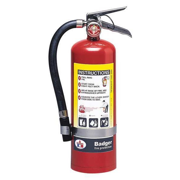 Badger Fire Extinguisher, 5 lb Capacity, Class ABC , UL Rating3A:40B:C , Monoammonium Phosphate - B5M