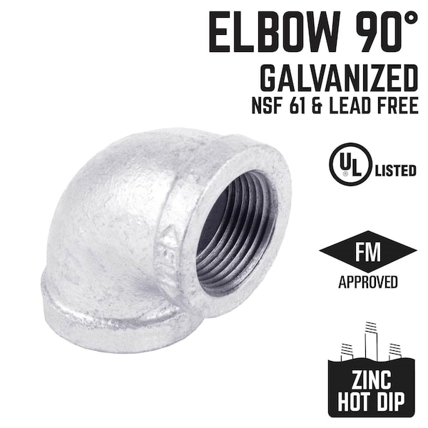 B & K STZ Industries 2-1/2 in. FIP each X 2-1/2 in. D FIP Galvanized Malleable Iron 90 Degree Elbow - 510-009BC