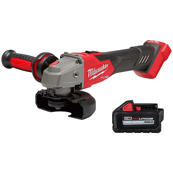 Milwaukee Tool M18 FUEL 4-1/2 in. / 5 in. Variable Speed Braking Grinder with Lock-On Slide Switch w/Battery - 2889-20, 48-11-1865