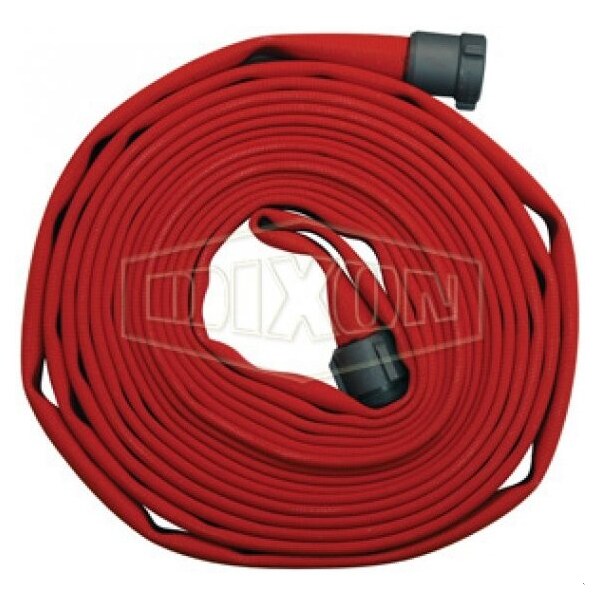 Dixon 500 Single Jacket Color Impregnated Fire Hose, 1-1/2 in, NPSH, 50 ft L, 225 psi Working, Polyester,  - A515R50RAS