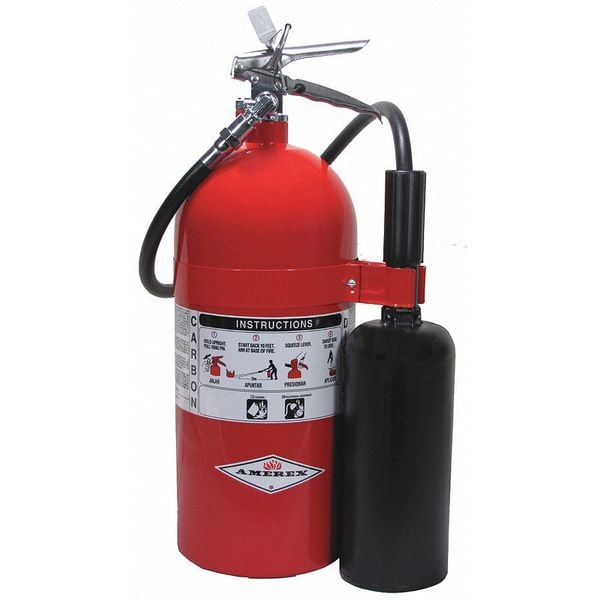 Amerex Fire Extinguisher, 10 lb Capacity, Class BC , UL Rating10B:C , Carbon Dioxide 10 sec, Discharge Time: - 330