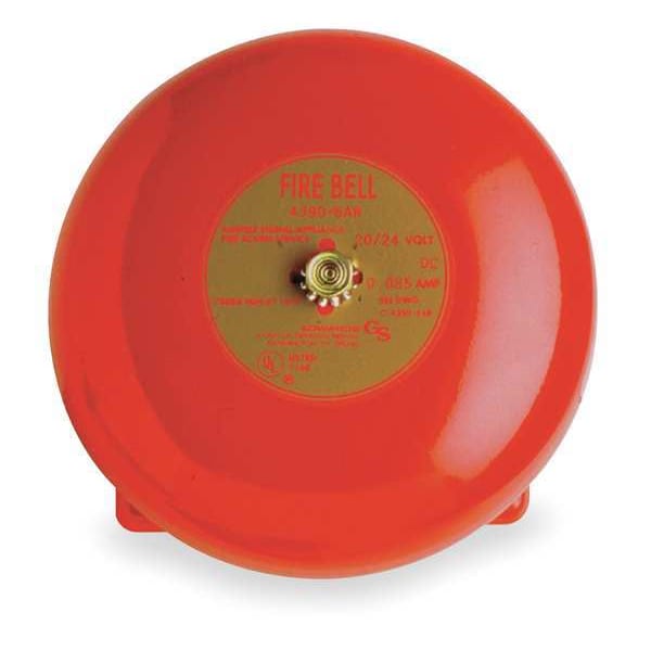Edwards Signaling Fire Bell, Red, H 3 11/32 x L 6 x W 6 In - 439D-6AW-R