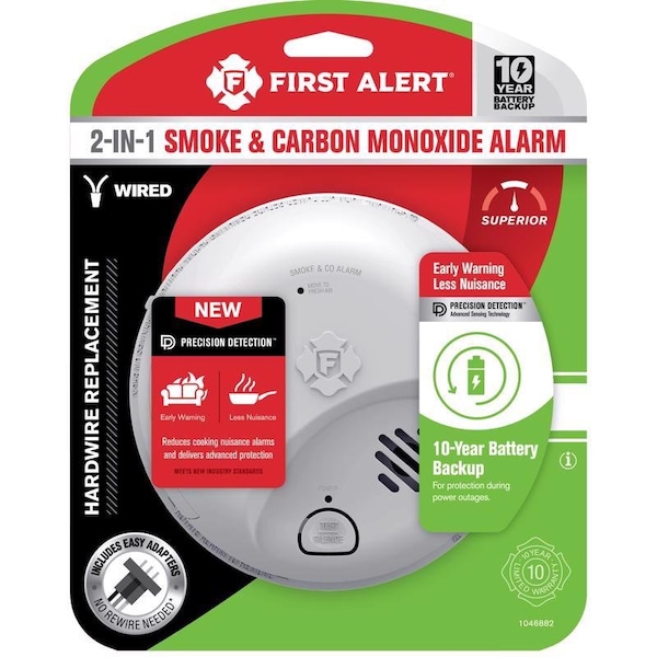 First Alert First Alert 10 Year Back Up Hard-Wired w/Battery Back-Up Ionization Smoke and Carbon Monoxide Detect - 1046882